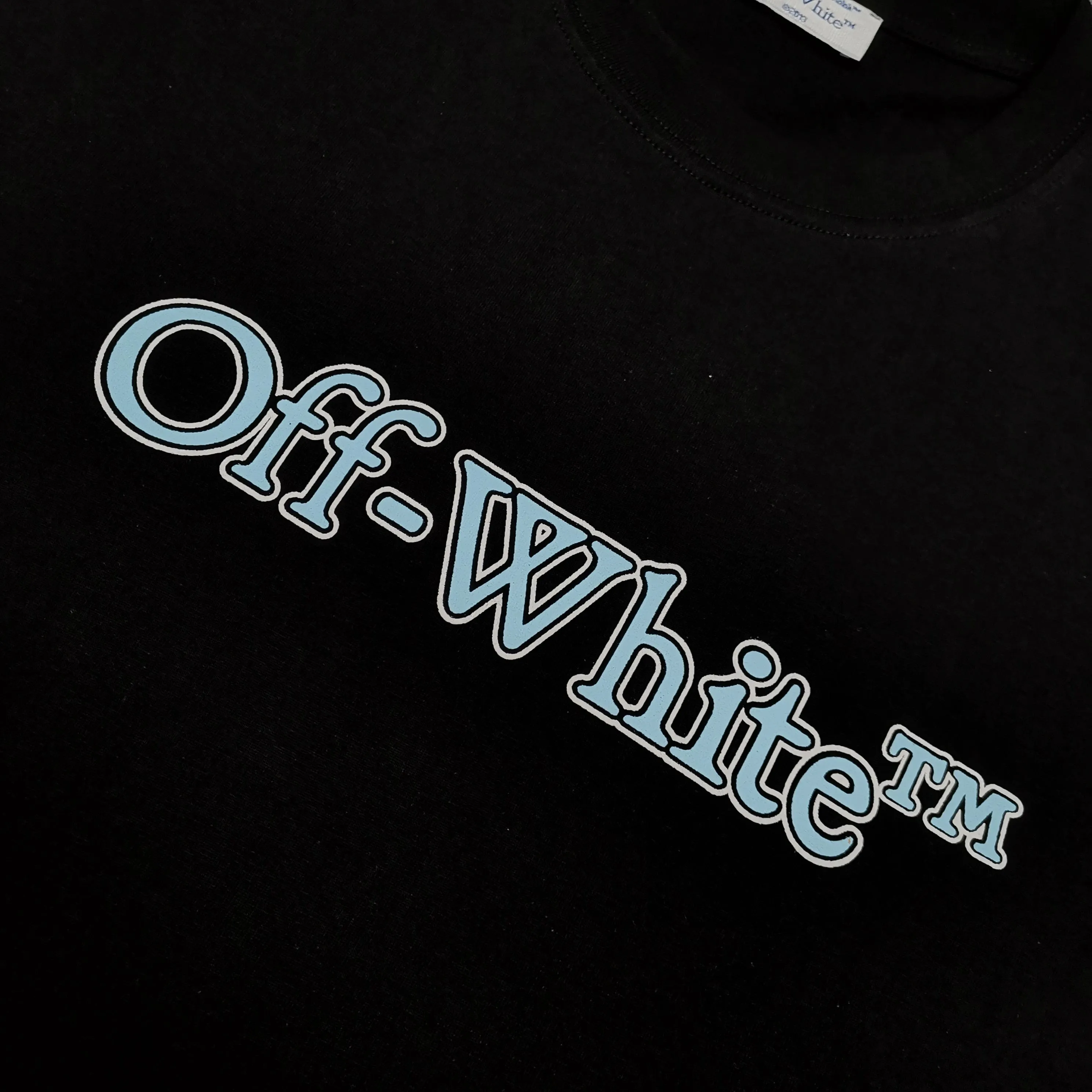 Top version ❤️off white new loose version blue letter short-sleeved T-shirt Size: S M L XL Color: Black White P240